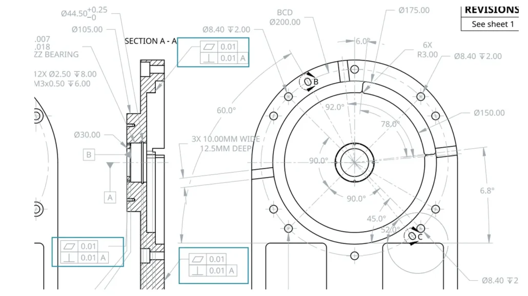 Feature Control Frame In CNC Drawing
