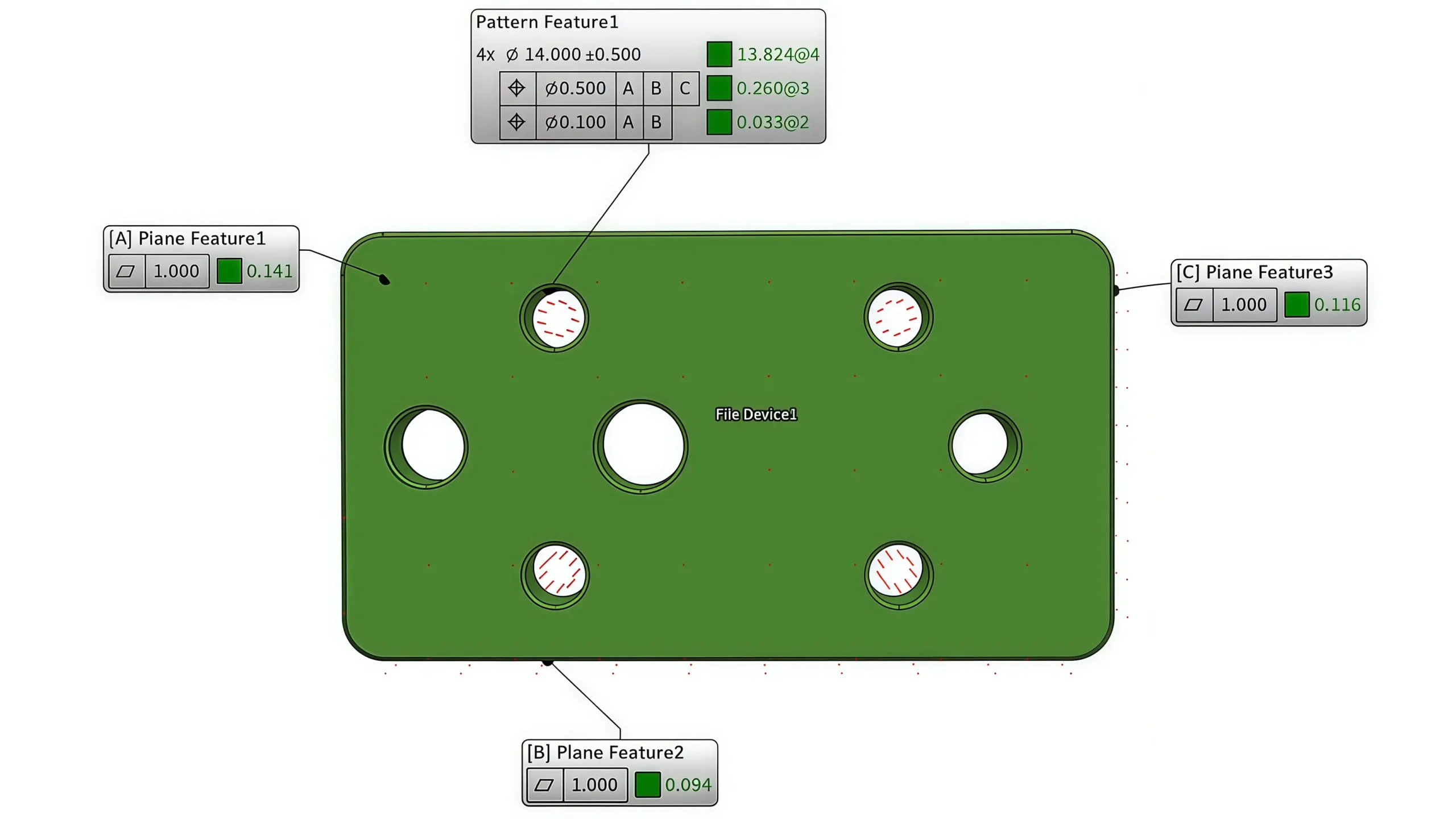 Two single-segmented position tolerancing