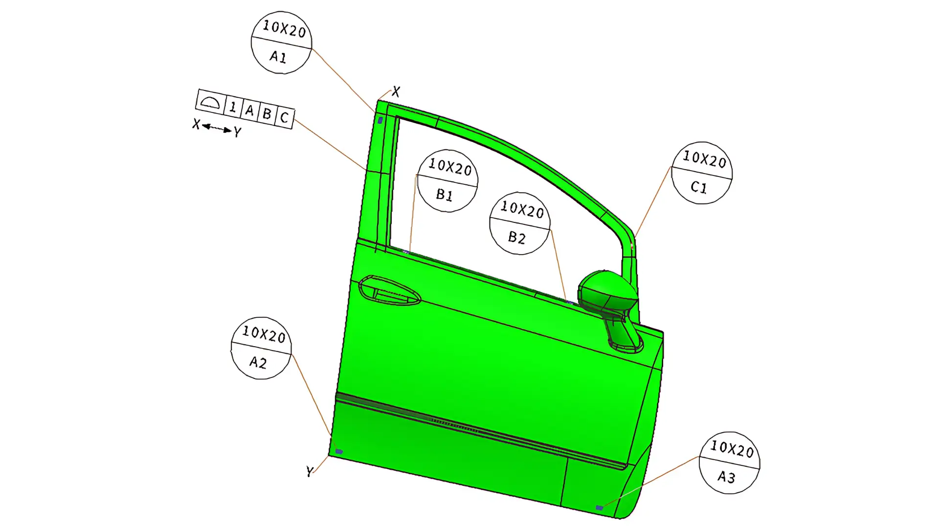 datum targets to locate surfaces
