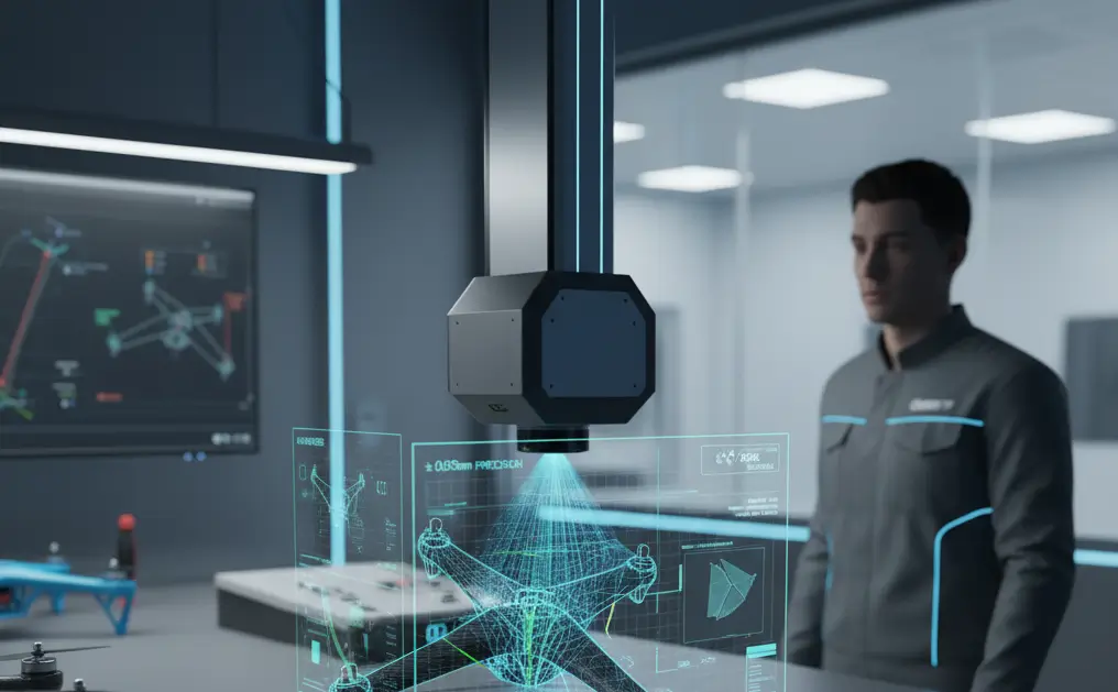 4.Drone part being scanned in a lab for high precision quality control
