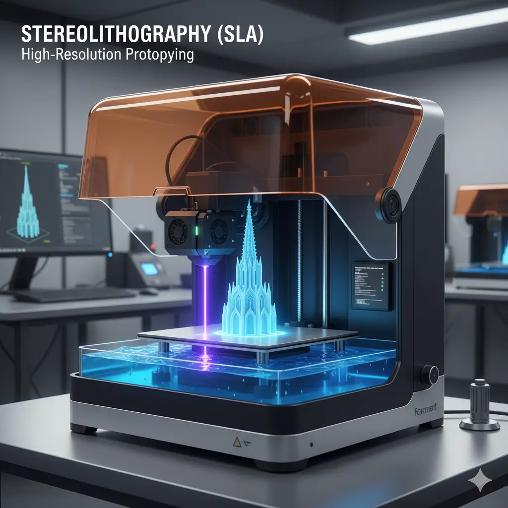 3.SLA is known for producing highly detailed and smooth prototypes. It uses a UV laser to cure liquid photopolymer resin layer by layer.