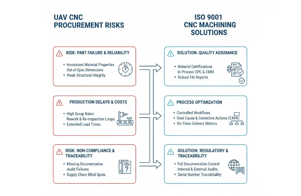 How ISO 9001 CNC machining reduces procurement risk in UAV projects